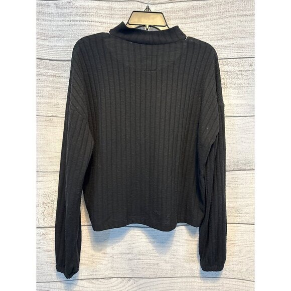 Chaser Black Ribbed Keyhole Sweater Size S - Picture 3 of 3